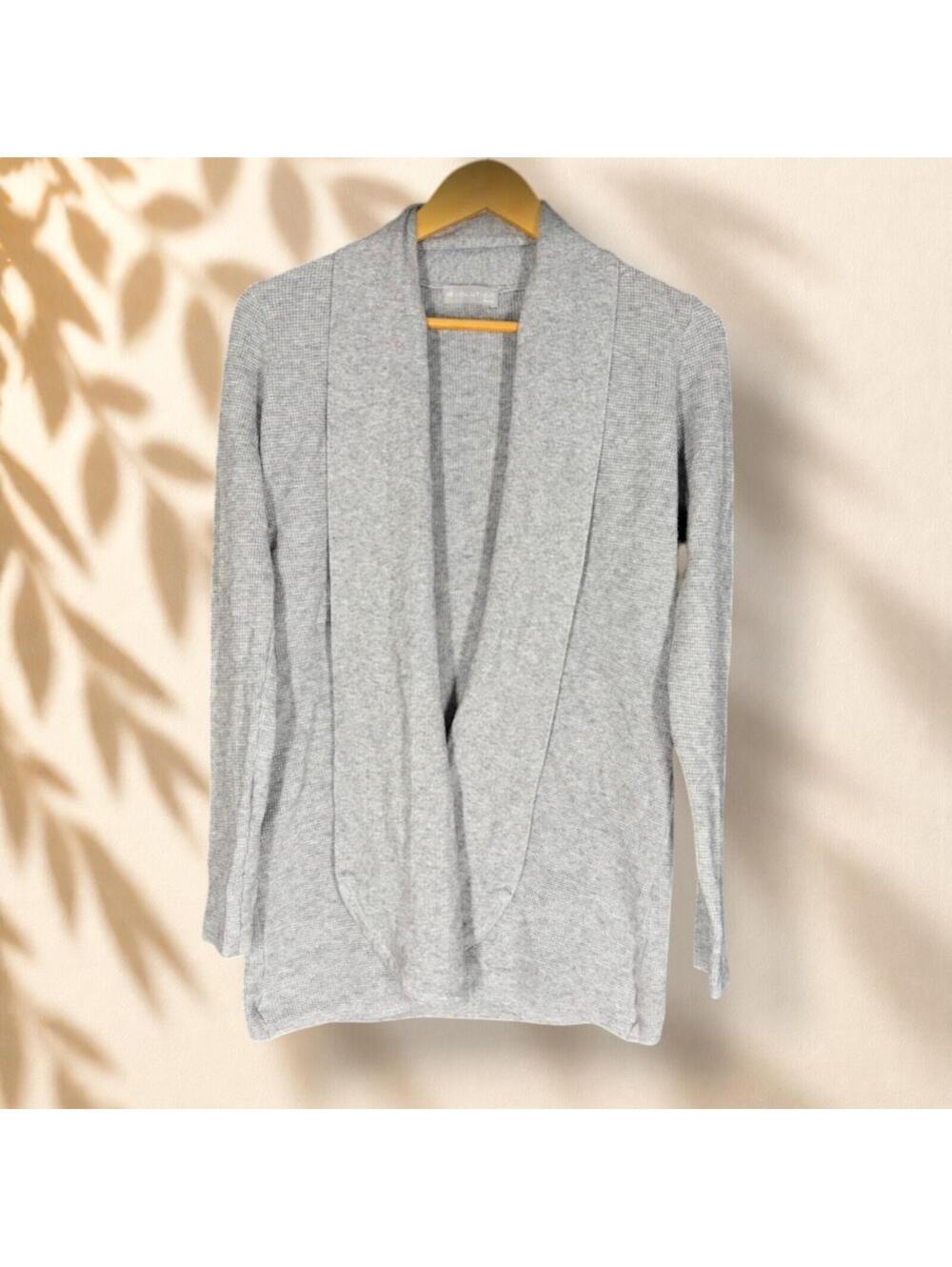 Evolution Cardigan Women XS Gray Open Front Long Sleeve Knit Rayon Casual Soft